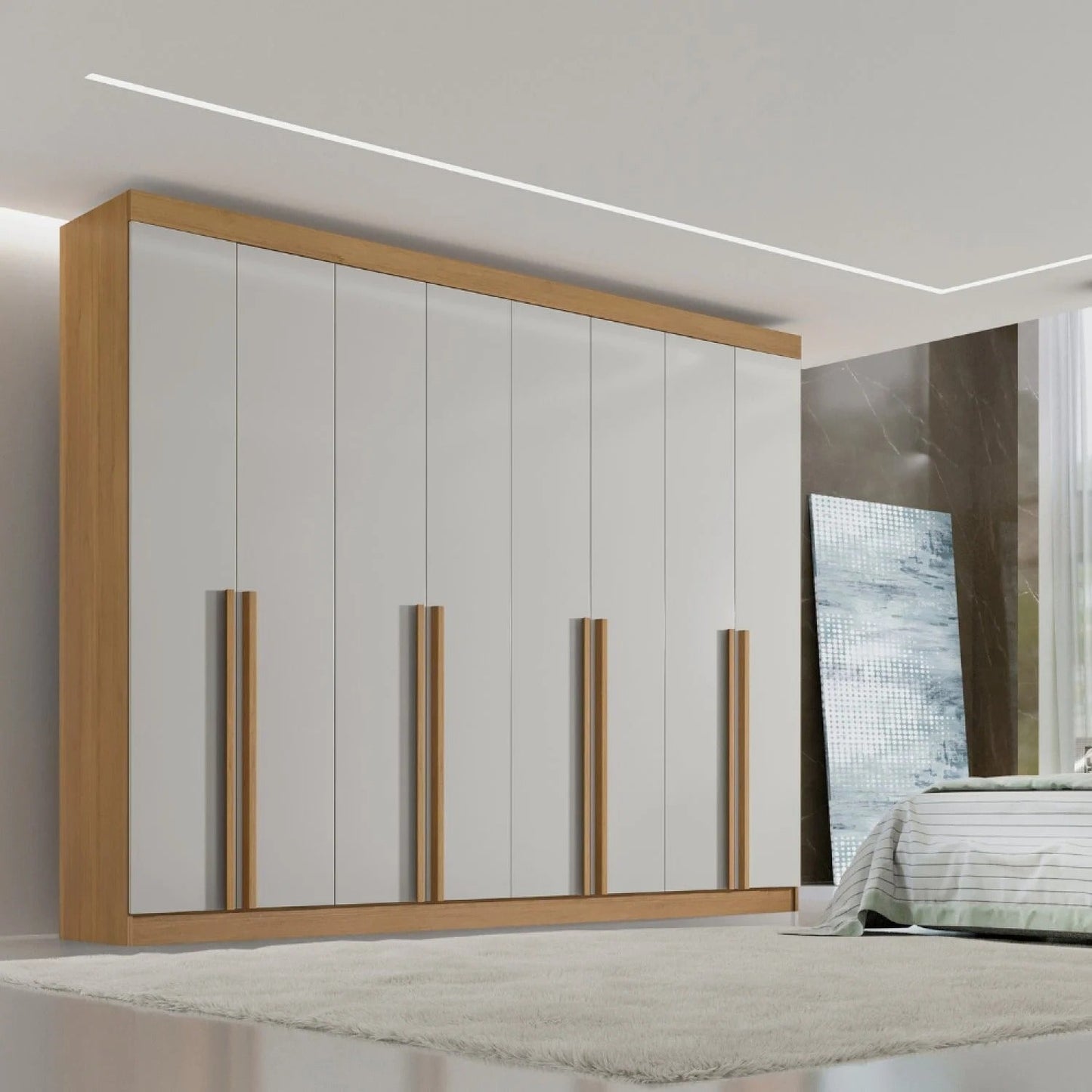 Guarda-Roupa Casal 8 Portas e 8 Gavetas Império 100% MDF Cinamomo/Off White