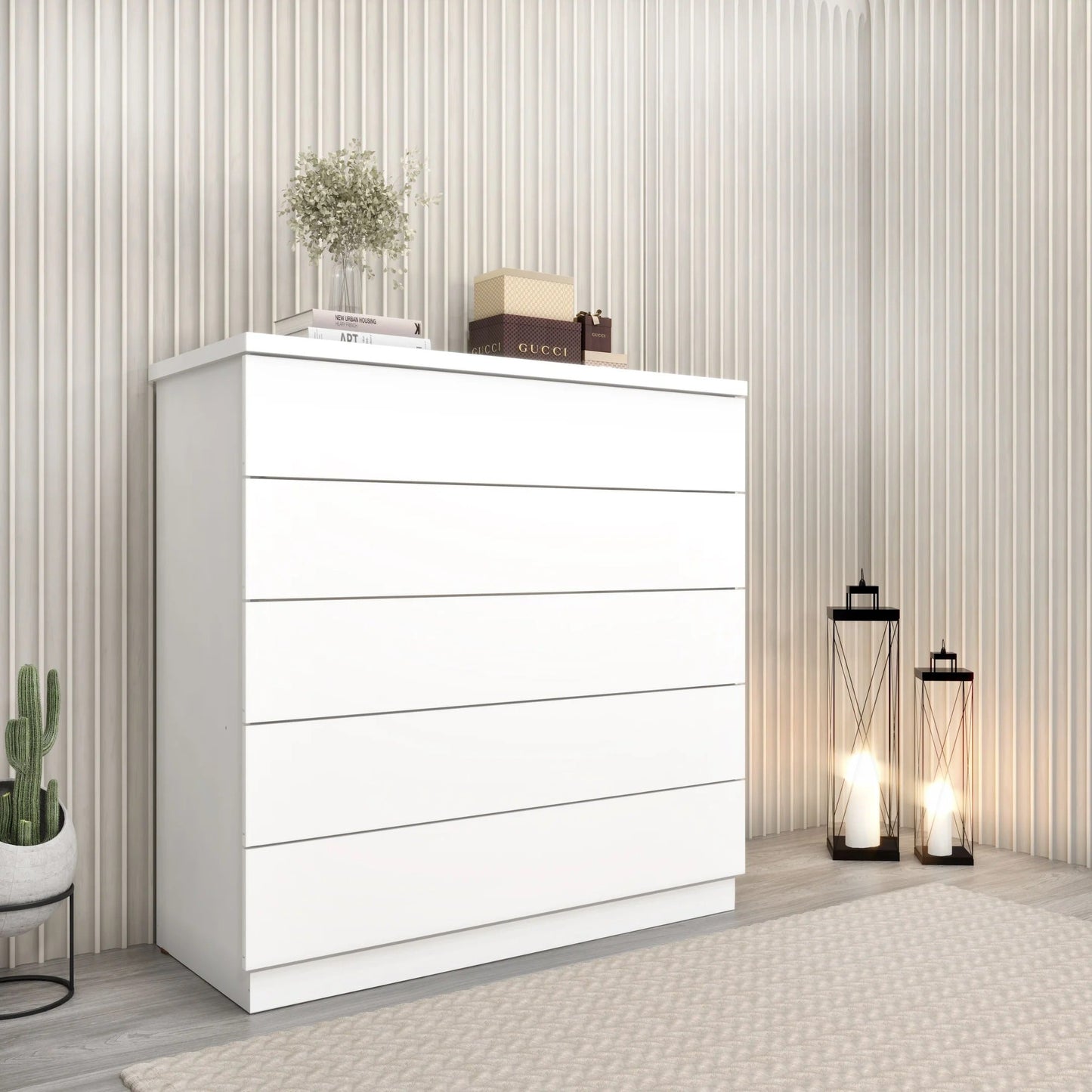 Cômoda 5 Gavetas 86cm Branco Neve Premium