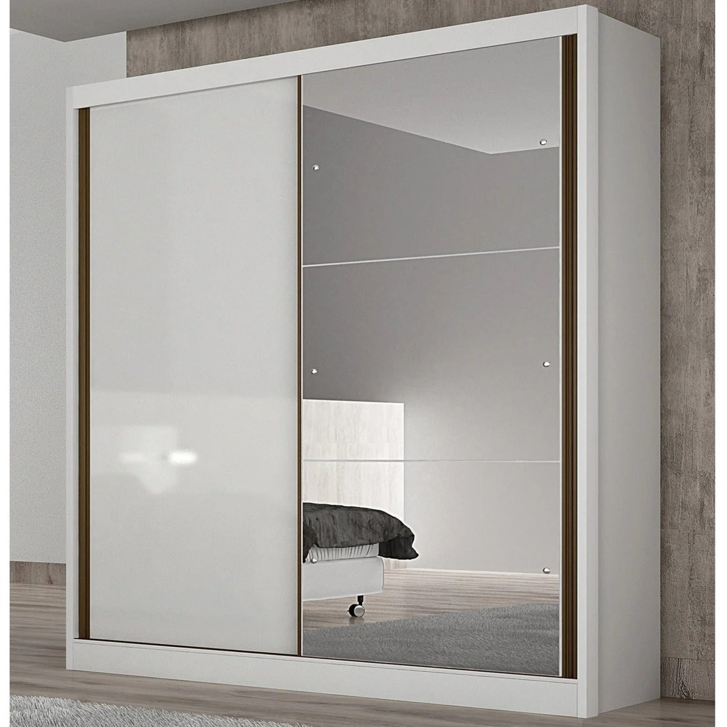 Guarda-Roupa Solteiro 2 Portas com Espelho e 3 Gavetas Toronto Branco 100% MDF