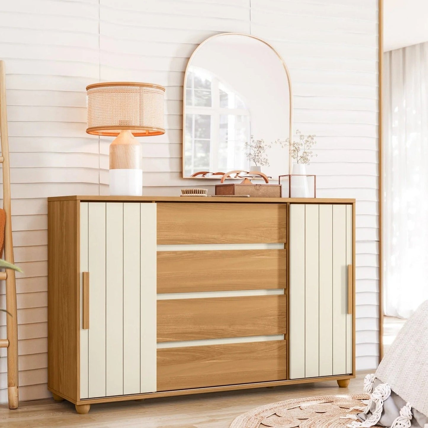 Cômoda 2 Portas de Correr 4 Gavetas 150cm Evidenza