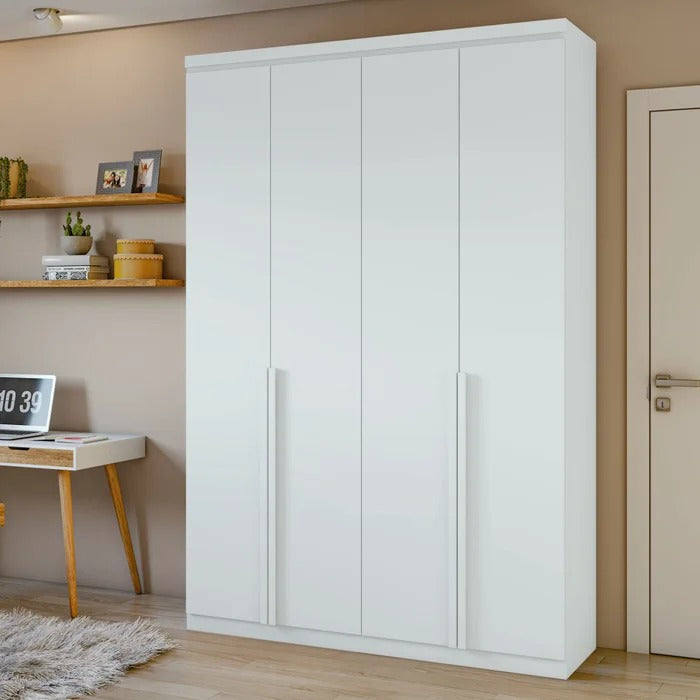 Guarda-Roupa Solteiro 4 Portas 2 Gavetas Alonzo Branco 100% MDF