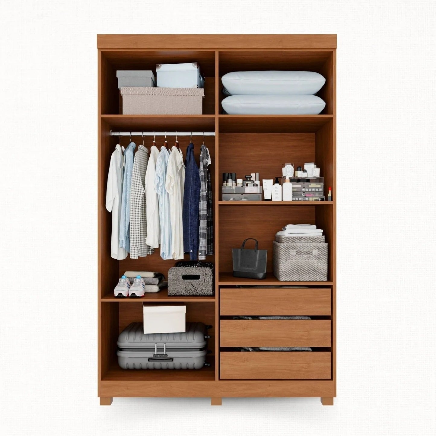 Guarda-Roupa Solteiro 4 Portas 3 Gavetas Roma Cinamomo