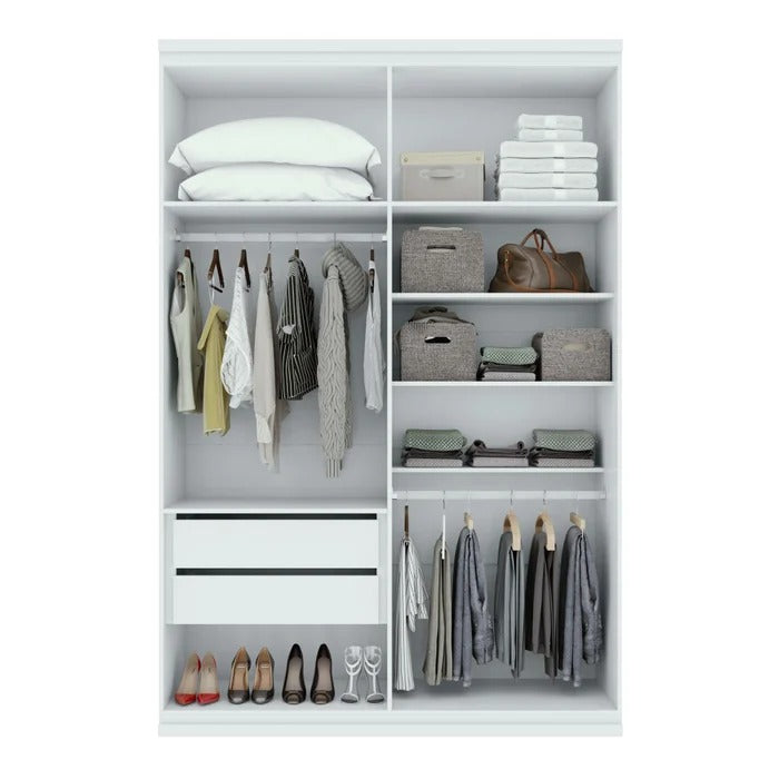 Guarda-Roupa Solteiro 4 Portas 2 Gavetas Alonzo Branco 100% MDF