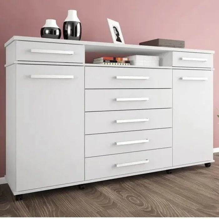 Cômoda 7 Gavetas 2 Portas 170cm Branco London