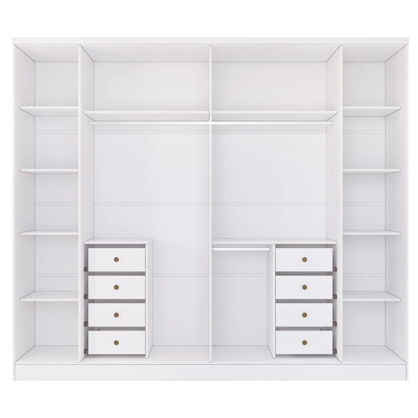 Guarda-Roupa Casal 6 Portas 8 Gavetas 270cm Portugal Branco Neve