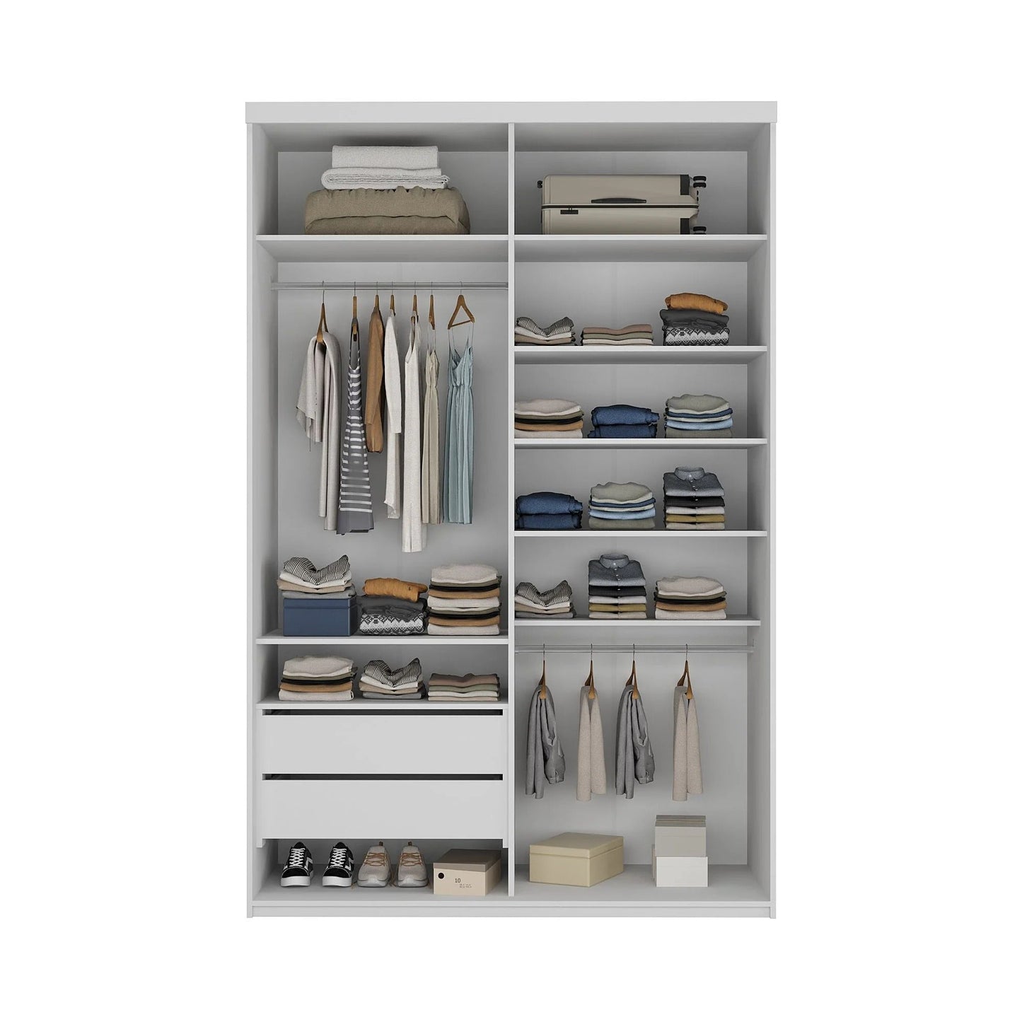 Guarda-Roupa Solteiro 2 Portas com Espelho Geneve Branco 100% MDF