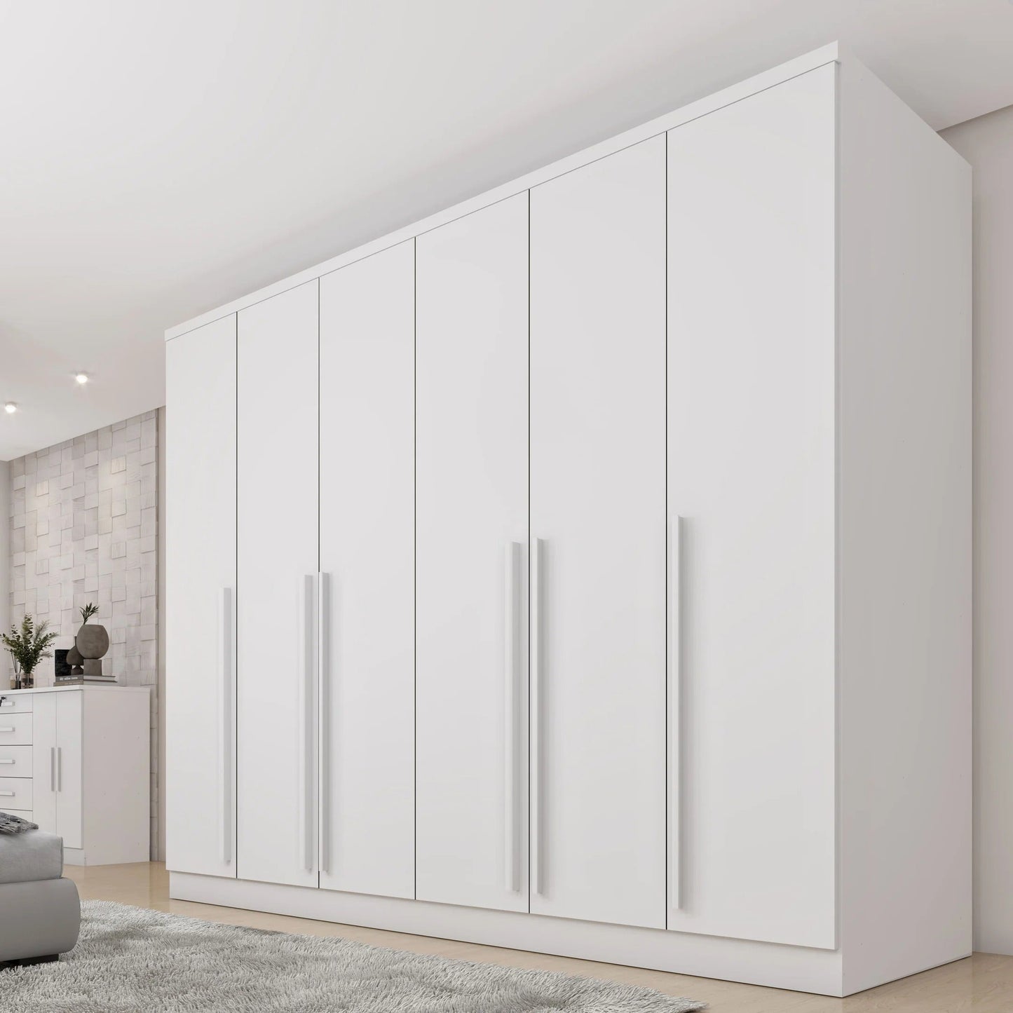 Guarda-Roupa Casal 6 Portas 8 Gavetas 270cm Portugal Branco Neve