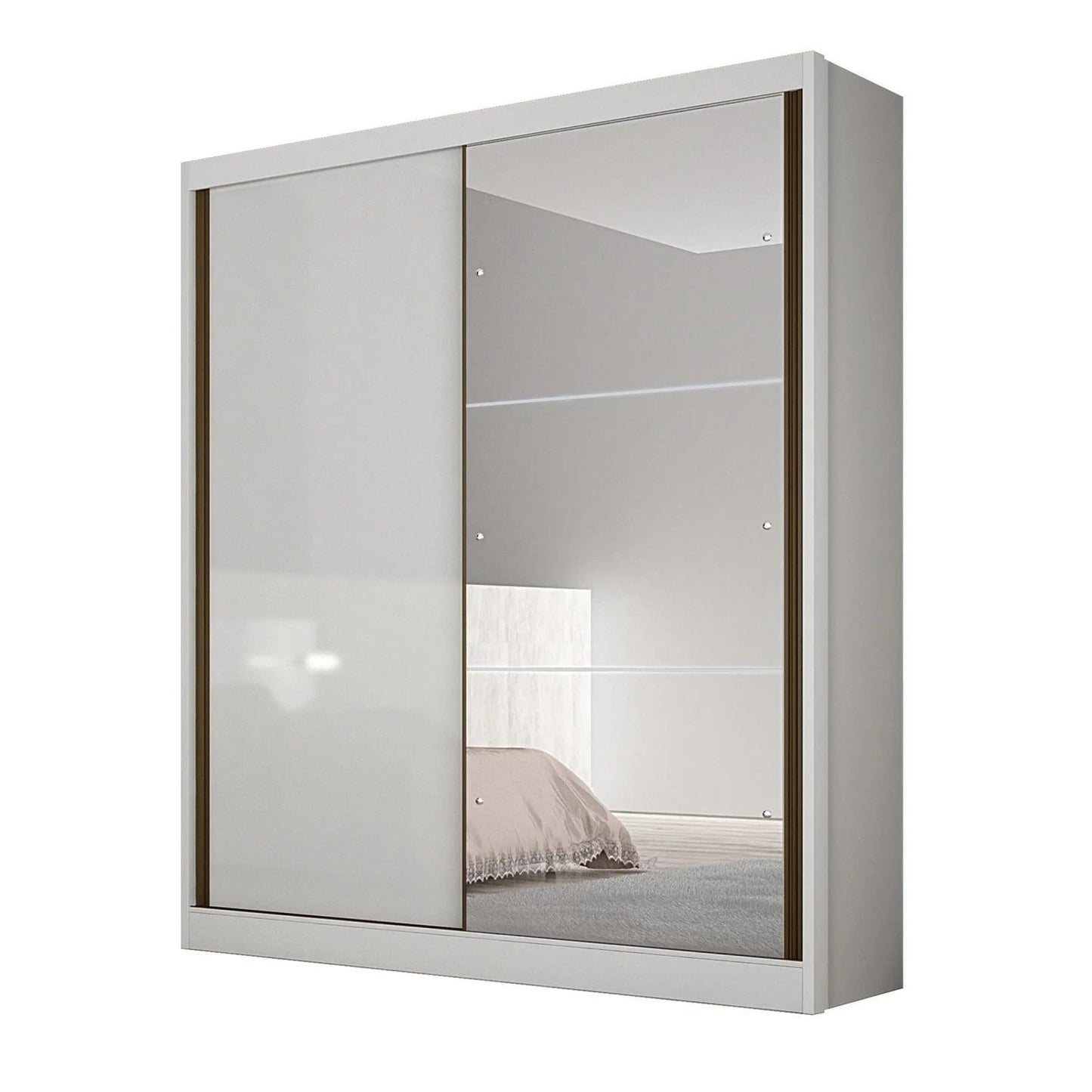 Guarda-Roupa Solteiro 2 Portas com Espelho e 3 Gavetas Toronto Branco 100% MDF