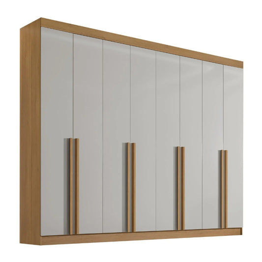 Guarda-Roupa Casal 8 Portas e 8 Gavetas Império 100% MDF Cinamomo/Off White