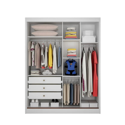 Guarda-Roupa Solteiro 2 Portas com Espelho e 3 Gavetas Toronto Branco 100% MDF