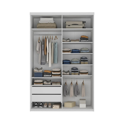 Guarda-Roupa Solteiro 2 Portas com Espelho Geneve Branco 100% MDF