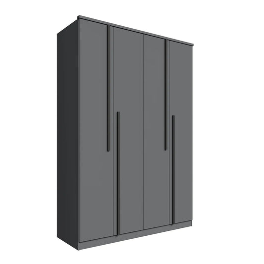 Guarda-Roupa Solteiro 4 Portas 2 Gavetas Sarah Grafite 100% MDF