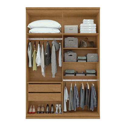 Guarda-Roupa Solteiro 4 Portas 2 Gavetas Alonzo 100% MDF Amêndoa/Branco