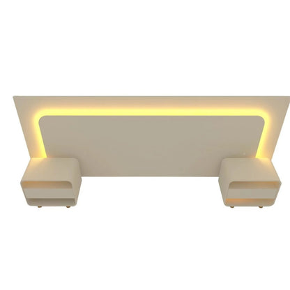 Cabeceira Casal com 2 Mesas de Cabeceira e LED Innova Off White 100% MDF