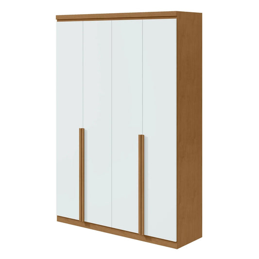 Guarda-Roupa Solteiro 4 Portas 2 Gavetas Alonzo 100% MDF Amêndoa/Branco