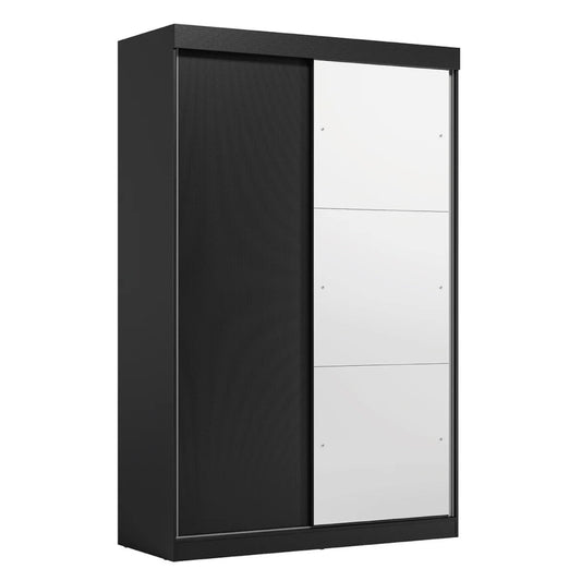 Guarda-Roupa Solteiro 2 Portas com Espelho e 2 Gavetas Peônia Preto Prime